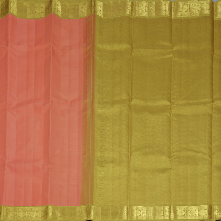 Hayagrivas Handloom Kanakambaram Orange Kanjivaram Silk Saree with Sampanga Yellow Border KBF922H3-1