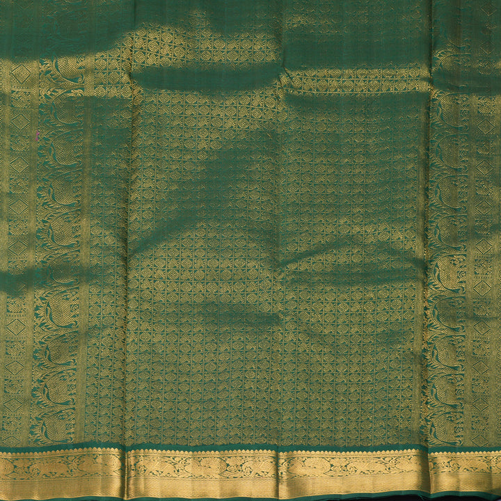 Hayagrivas Handloom Violet Kanjivaram Silk Saree with Dark Green Border KBF922H3-2