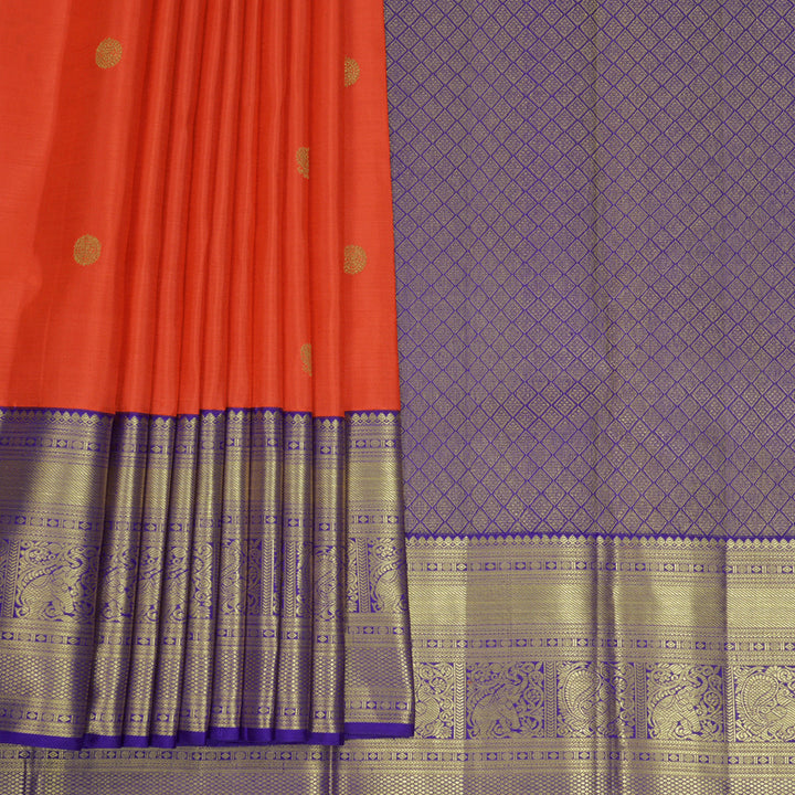 Hayagrivas Handloom Red Kanjivaram Silk Saree with Purple Border KBF923H1-2