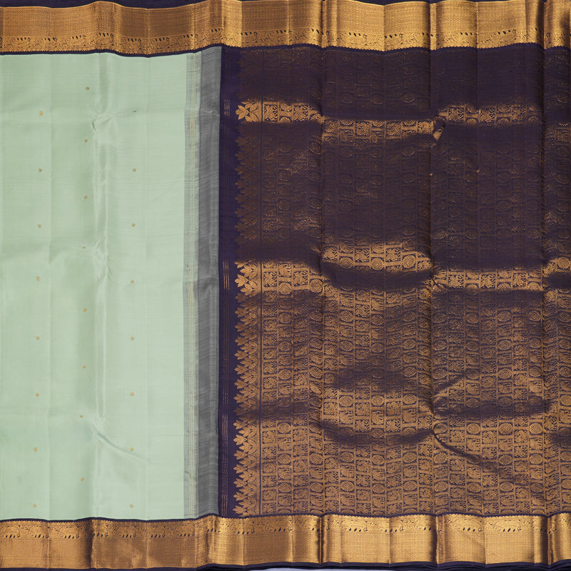 Hayagrivas Handloom Pastel Green Kanjivaram Silk Saree with Deep Jamun Border KBF923H2-1