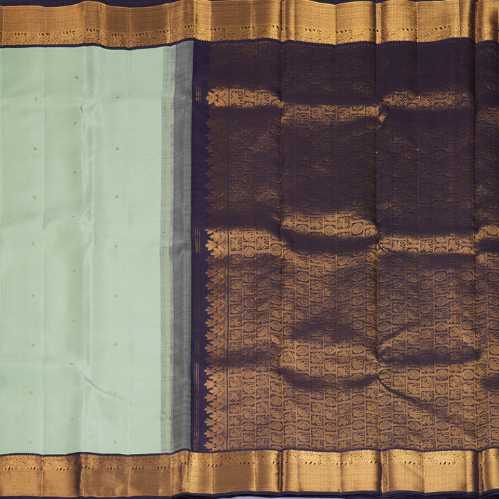 Hayagrivas Handloom Pastel Green Kanjivaram Silk Saree with Deep Jamun Border KBF923H2-1