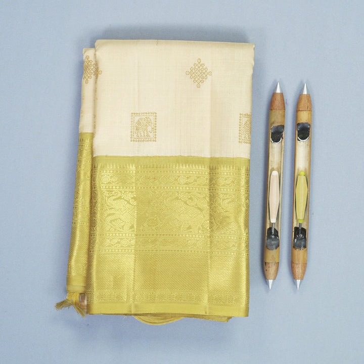 Hayagrivas Handloom Sandal Kanjivaram Silk Saree with Sage Green Border KBF923H3-1