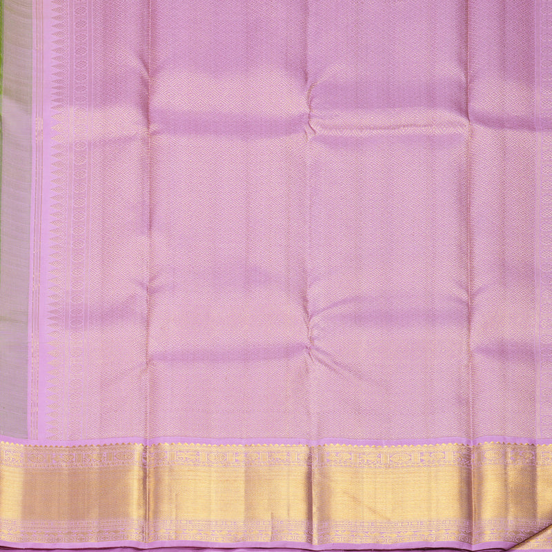 Hayagrivas Handloom Leaf Green Kanjivaram Silk Saree with Lavender Border KBF923H3-2