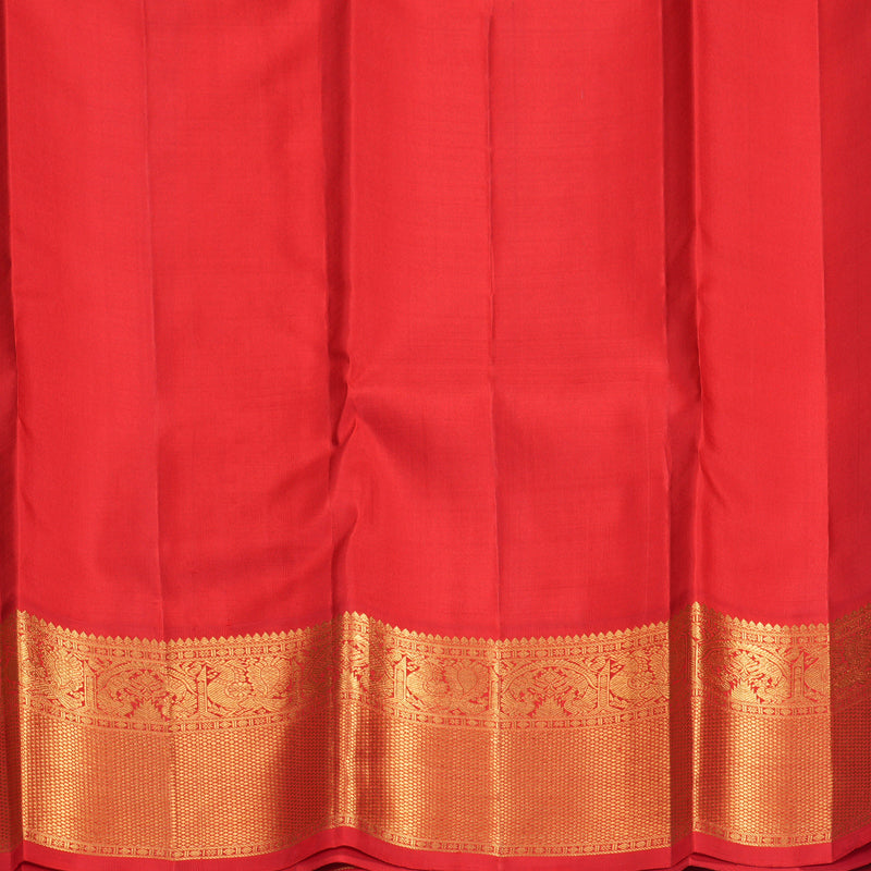 Hayagrivas Handloom Ink Blue Kanjivaram Silk Saree with Red Border KBF923H3-4