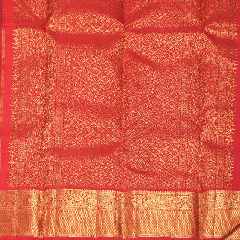 Hayagrivas Handloom Ink Blue Kanjivaram Silk Saree with Red Border KBF923H3-4