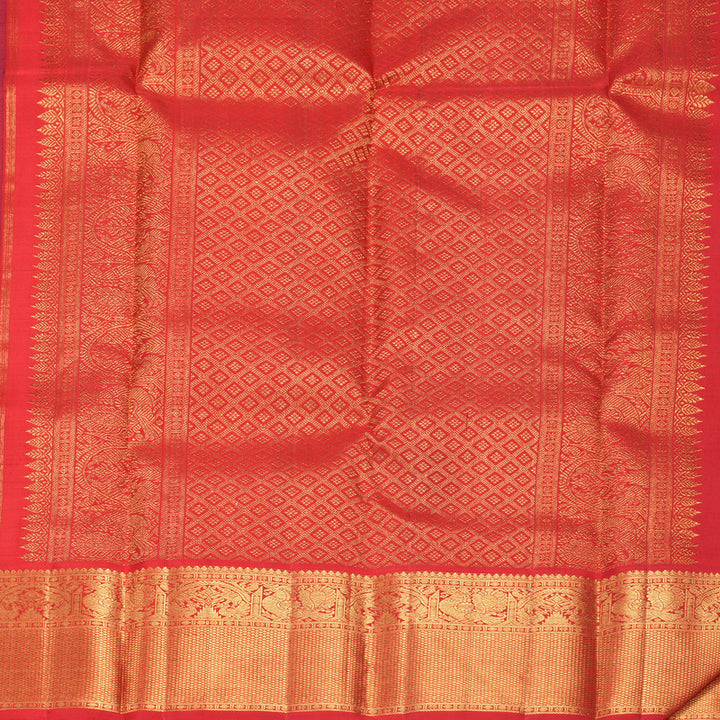 Hayagrivas Handloom Ink Blue Kanjivaram Silk Saree with Red Border KBF923H3-4