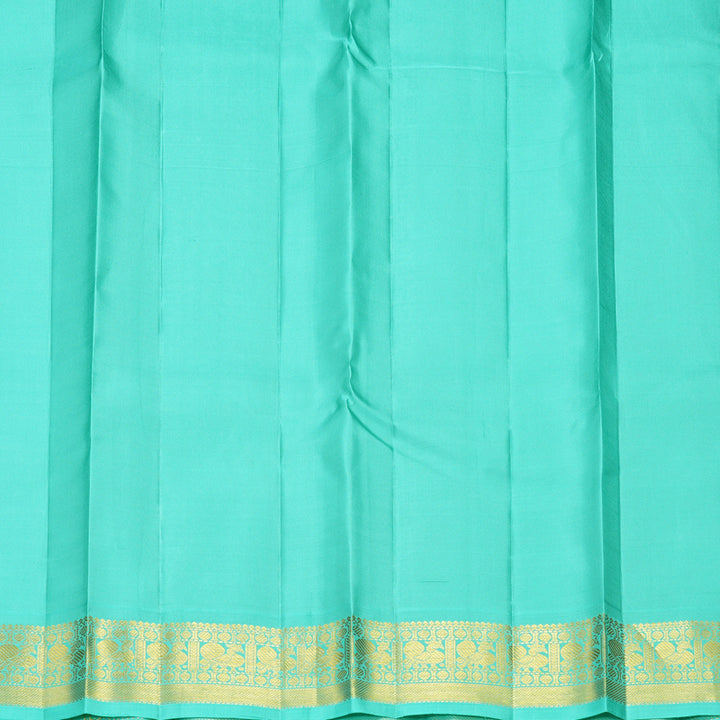 Hayagrivas Handloom Brinjal Purple Kanjivaram Silk Saree with Bright Teal Border KBF926I3-2