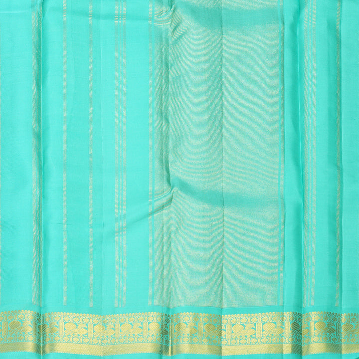 Hayagrivas Handloom Brinjal Purple Kanjivaram Silk Saree with Bright Teal Border KBF926I3-2