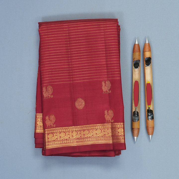 Hayagrivas Handloom Maroon Kanjivaram Silk Saree KBF929I12-1