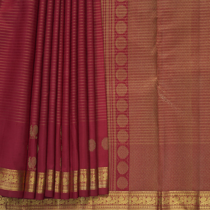 Hayagrivas Handloom Maroon Kanjivaram Silk Saree KBF929I12-1