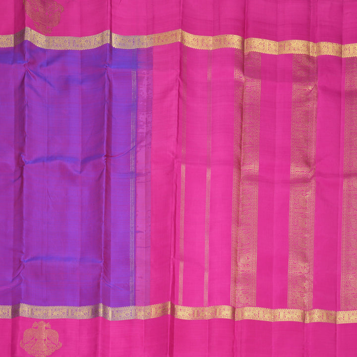 Hayagrivas Handloom Purple Kanjivaram Silk Saree with Rani Pink Border KBF929I6-1