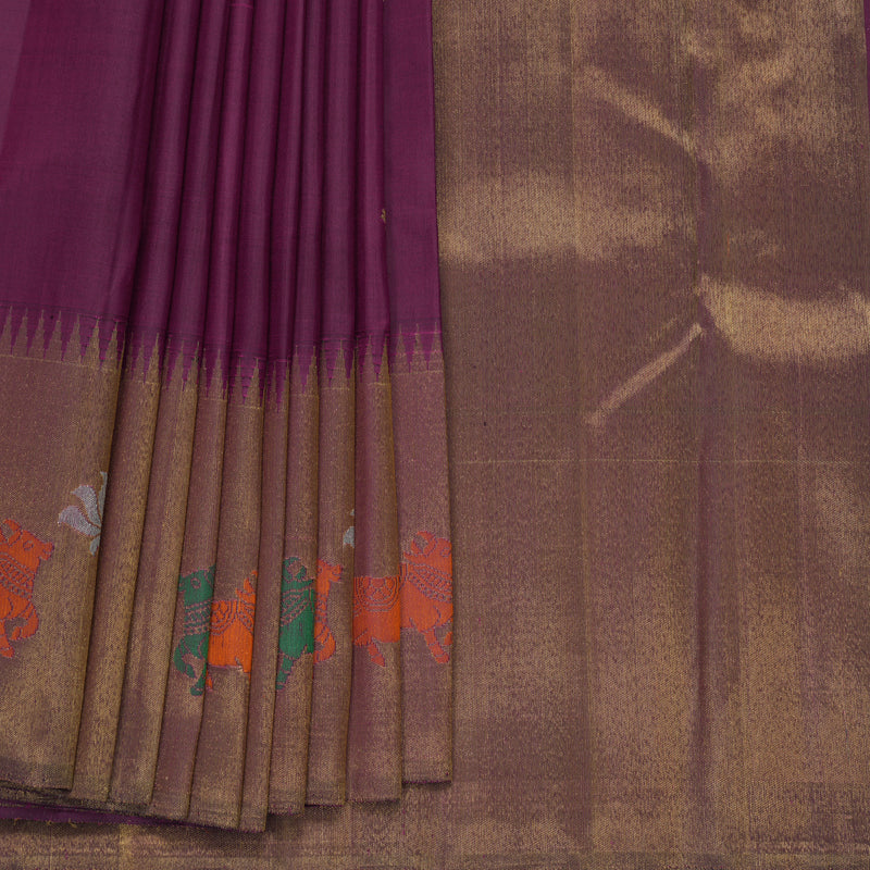 Hayagrivas Handloom Purple Kanjivaram Silk Saree KBF930I2-1