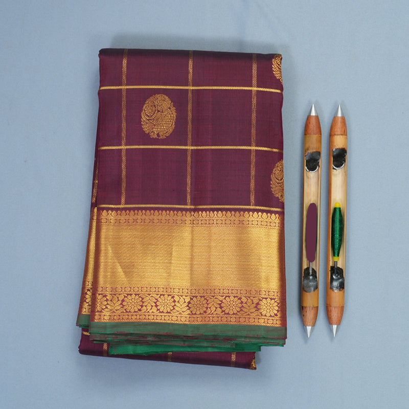 Hayagrivas Handloom Wine Maroon Kanjivaram Silk Saree KBF931I1-1
