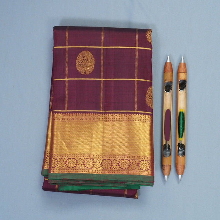 Hayagrivas Handloom Wine Maroon Kanjivaram Silk Saree KBF931I1-1