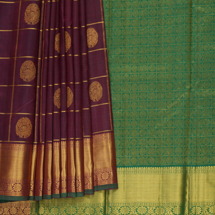Hayagrivas Handloom Wine Maroon Kanjivaram Silk Saree KBF931I1-1