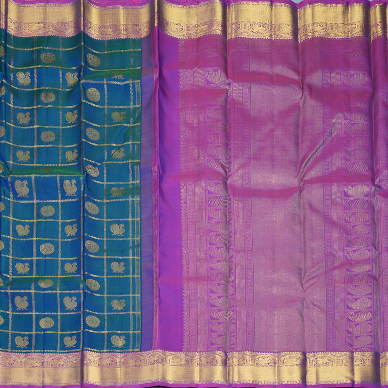 Hayagrivas Handloom Mayilkazhuthu Kanjivaram Silk Saree with Purple Border KBF932I1-1