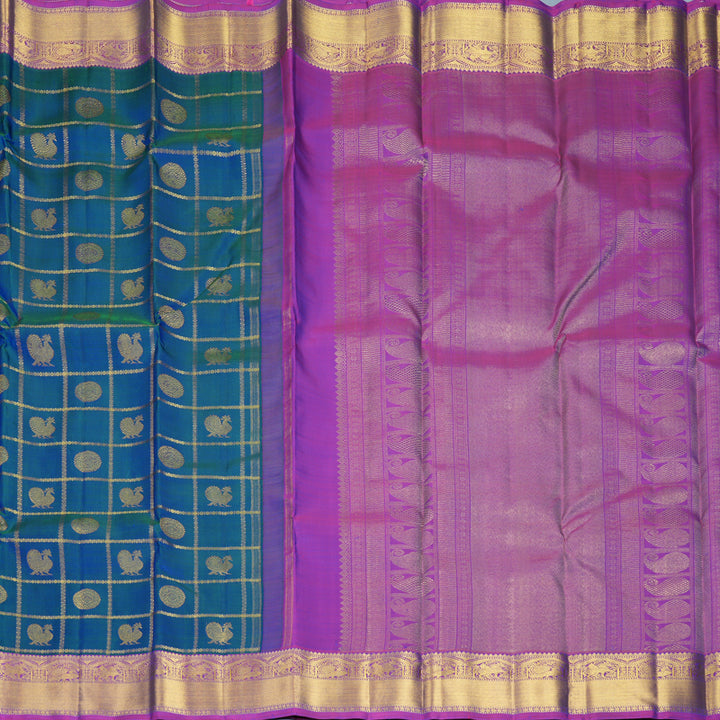 Hayagrivas Handloom Mayilkazhuthu Kanjivaram Silk Saree with Purple Border KBF932I1-1