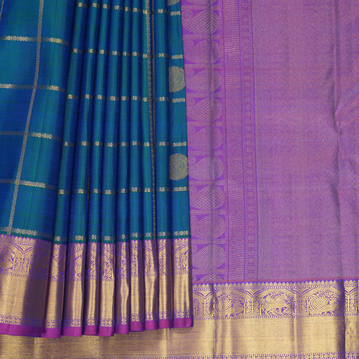 Hayagrivas Handloom Mayilkazhuthu Kanjivaram Silk Saree with Purple Border KBF932I1-1