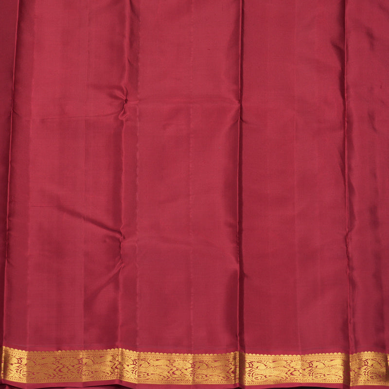 Hayagrivas Handloom Deep Oil Mustard Kanjivaram Silk Saree with Maroon Border KBF933I3-1