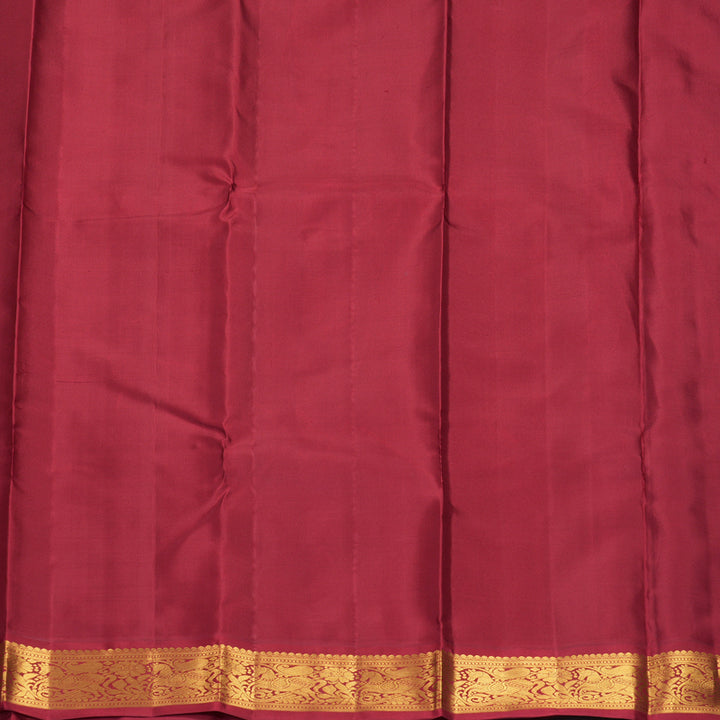 Hayagrivas Handloom Deep Oil Mustard Kanjivaram Silk Saree with Maroon Border KBF933I3-1