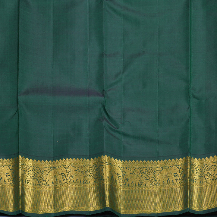 Hayagrivas Handloom Mambazham Orange Kanjivaram Silk Saree with Bottle Green Border KBF933I4-2