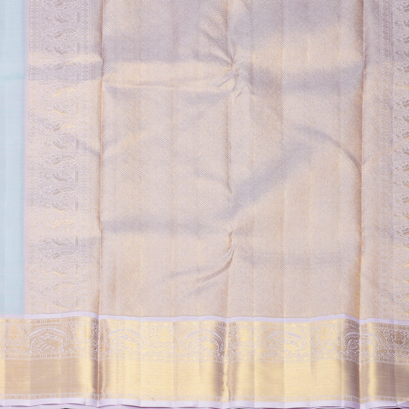 Hayagrivas Handloom Bright Teal Kanjivaram Silk Saree with Lilac Border KBF936I4-1