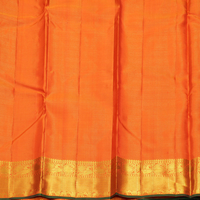 Hayagrivas Handloom Orange Kanjivaram Silk Saree KBF937I8-1