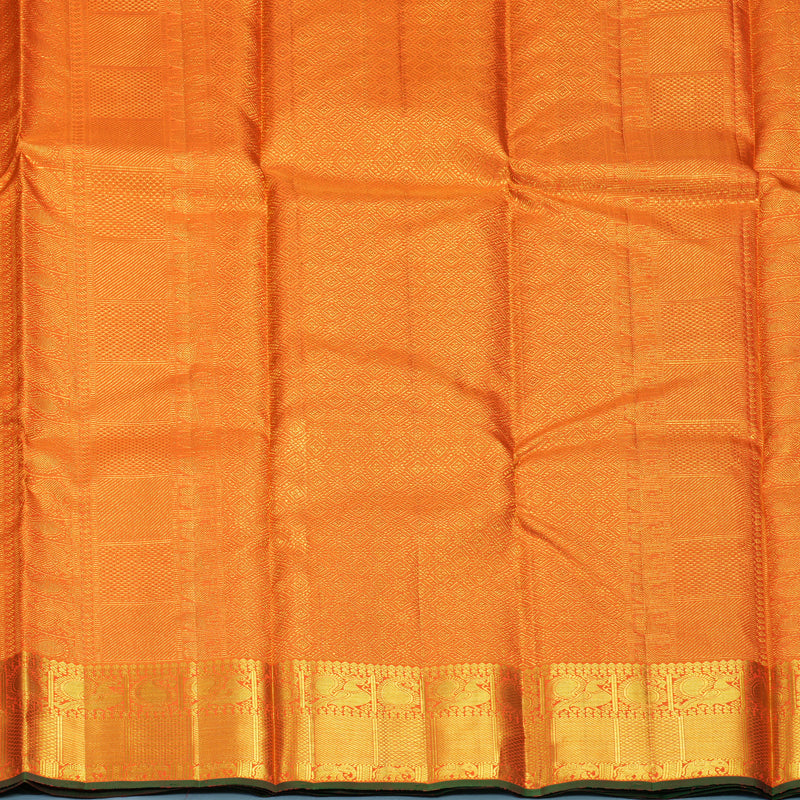Hayagrivas Handloom Orange Kanjivaram Silk Saree KBF937I8-1