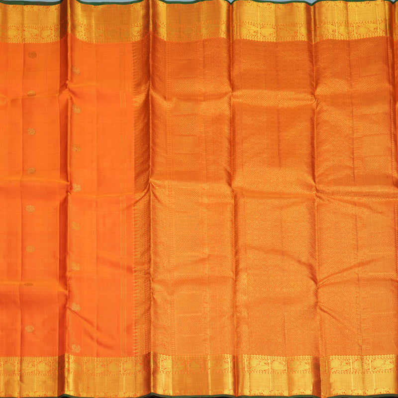 Hayagrivas Handloom Orange Kanjivaram Silk Saree KBF937I8-1
