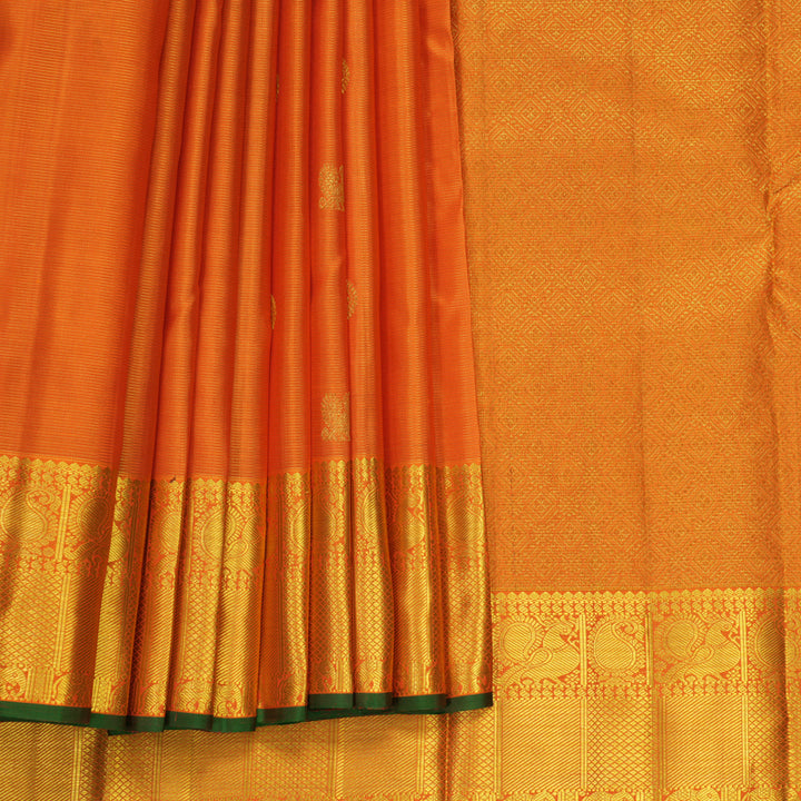 Hayagrivas Handloom Orange Kanjivaram Silk Saree KBF937I8-1