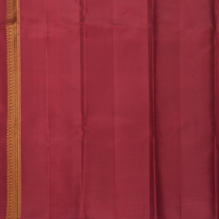 Hayagrivas Handloom Rust Orange Kanjivaram Silk Saree with Maroon Border KBF938I3-1