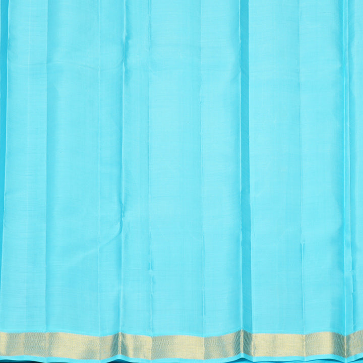 Hayagrivas Handloom Pastel Blue Kanjivaram Silk Saree with Sky Blue Border KBF939I9-3