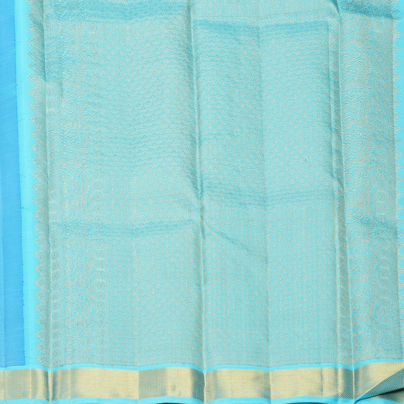 Hayagrivas Handloom Pastel Blue Kanjivaram Silk Saree with Sky Blue Border KBF939I9-3