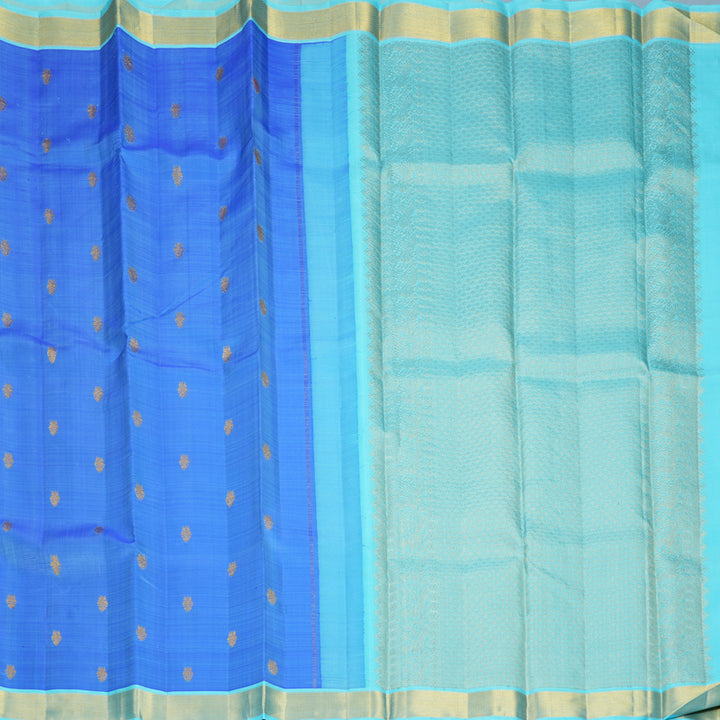 Hayagrivas Handloom Pastel Blue Kanjivaram Silk Saree with Sky Blue Border KBF939I9-3