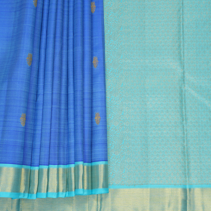 Hayagrivas Handloom Pastel Blue Kanjivaram Silk Saree with Sky Blue Border KBF939I9-3