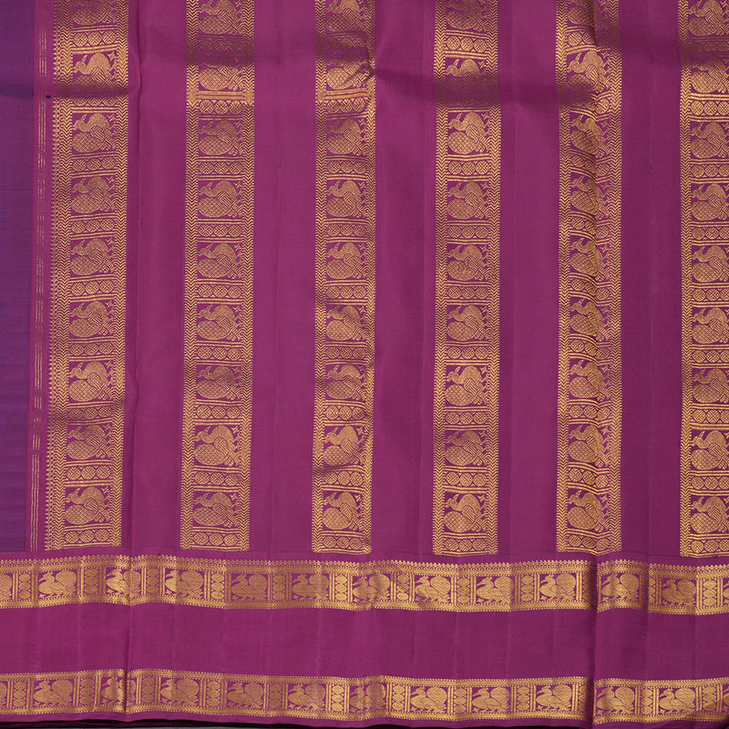 Hayagrivas Handloom Navy Blue Kanjivaram Silk Saree with Purple Border KBF93D1-2