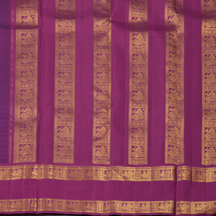 Hayagrivas Handloom Navy Blue Kanjivaram Silk Saree with Purple Border KBF93D1-2