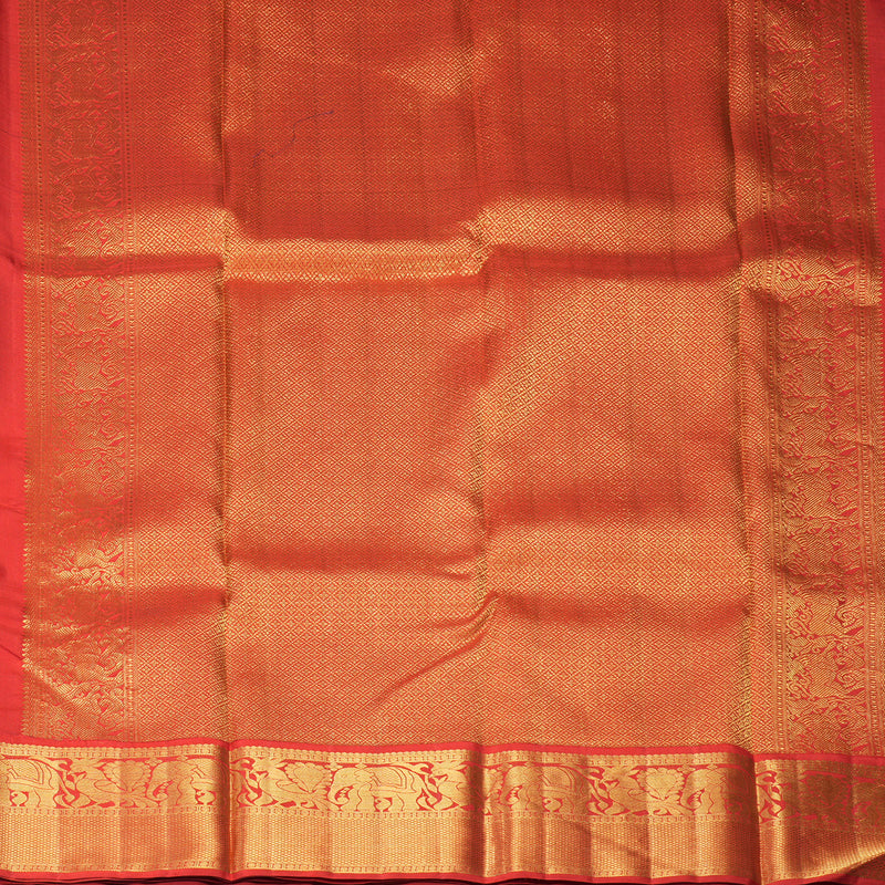 Hayagrivas Handloom Royal Blue Kanjivaram Silk Saree with Red Border KBF93D1-4