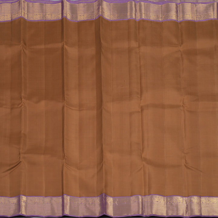 Hayagrivas Handloom Chocolate Brown Kanjivaram Silk Saree with Lavendar Border KBF93D2-2