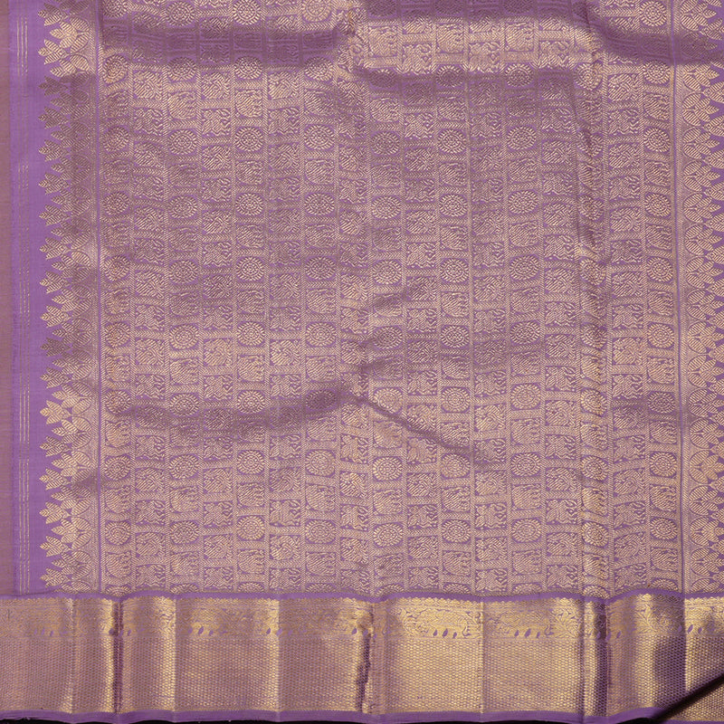 Hayagrivas Handloom Chocolate Brown Kanjivaram Silk Saree with Lavendar Border KBF93D2-2