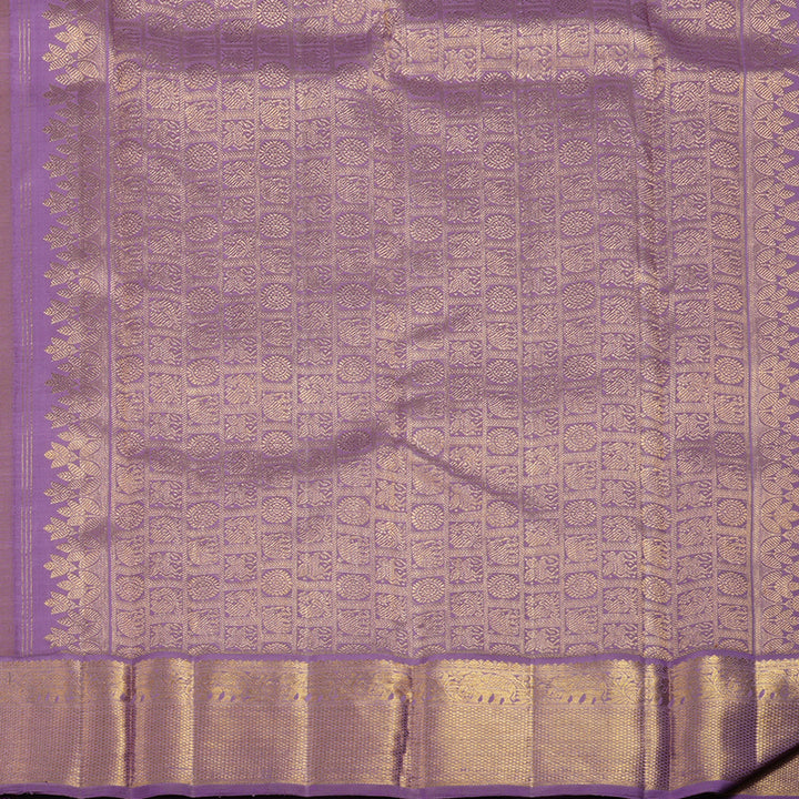 Hayagrivas Handloom Chocolate Brown Kanjivaram Silk Saree with Lavendar Border KBF93D2-2