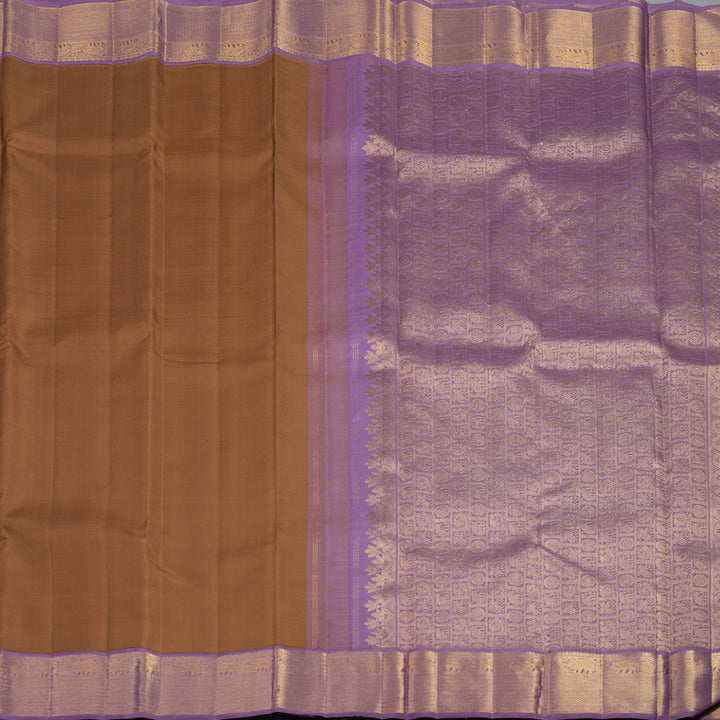 Hayagrivas Handloom Chocolate Brown Kanjivaram Silk Saree with Lavendar Border KBF93D2-2