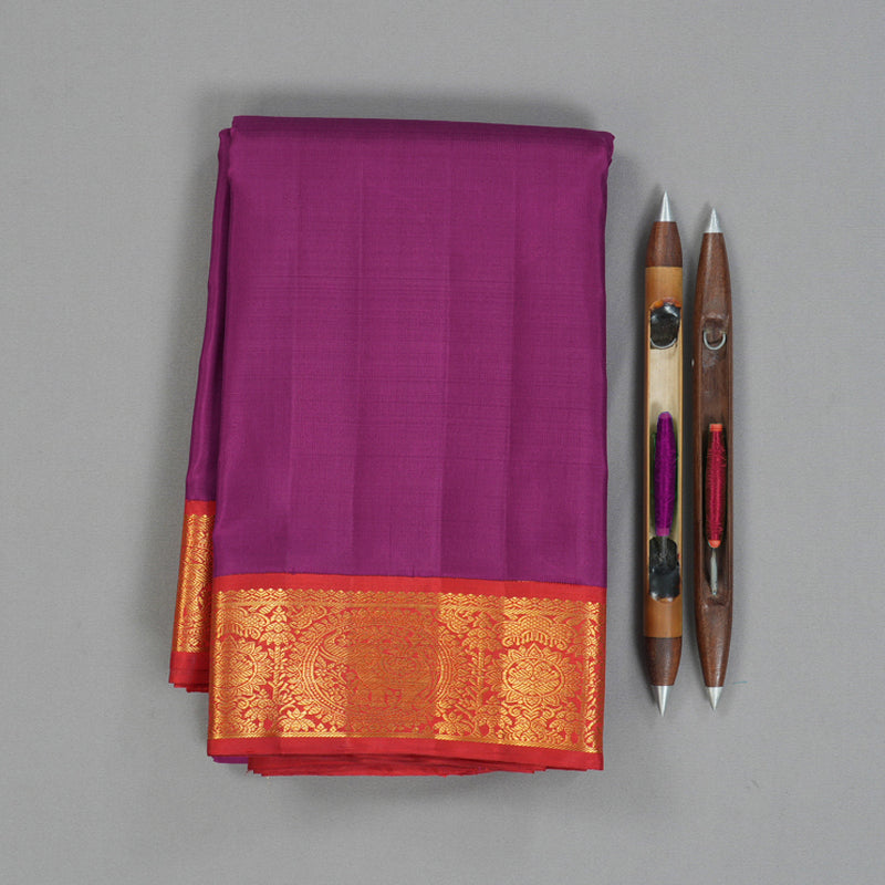 Hayagrivas Handloom Vadamalli Kanjivaram Silk Saree with Red Border KBF93D3-2