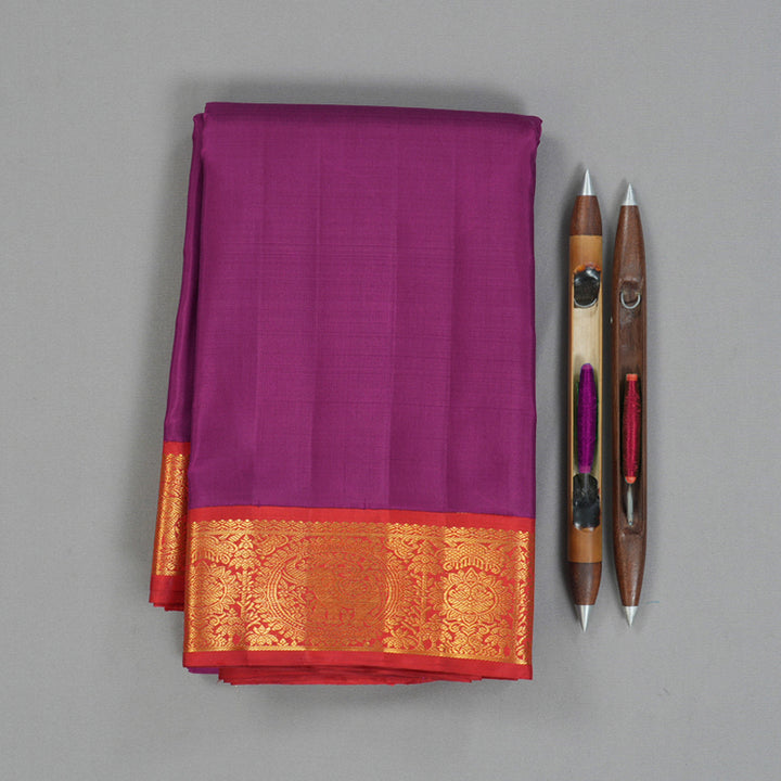 Hayagrivas Handloom Vadamalli Kanjivaram Silk Saree with Red Border KBF93D3-2
