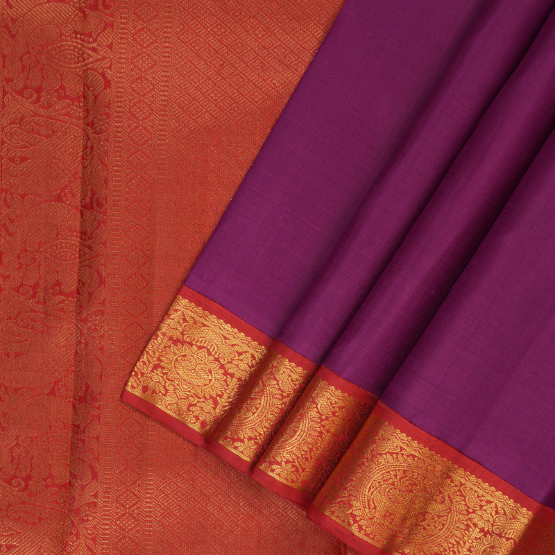 Hayagrivas Handloom Vadamalli Kanjivaram Silk Saree with Red Border KBF93D3-2