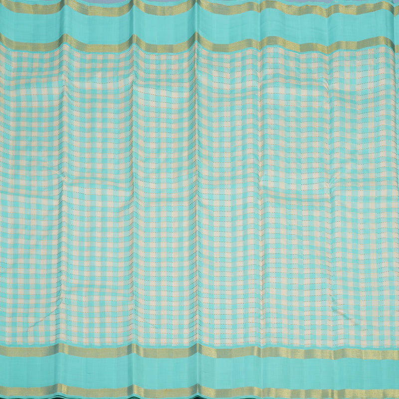 Hayagrivas Handloom Powder Blue & Cream Checks Kanjivaram Silk Saree KBF93D5-1