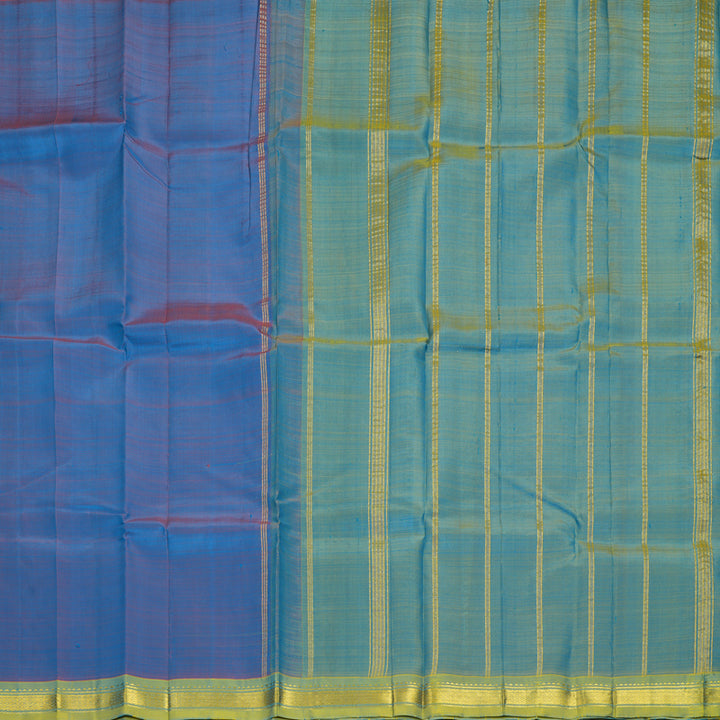 Hayagrivas Blue-Purple Pure One-sided border Kanjivaram Silk Saree KBF942I1-1