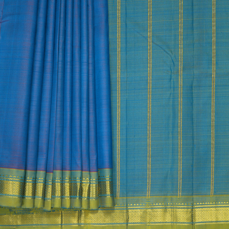 Hayagrivas Blue-Purple Pure One-sided border Kanjivaram Silk Saree KBF942I1-1