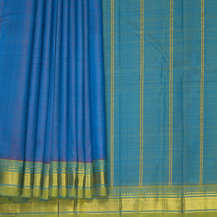 Hayagrivas Blue-Purple Pure One-sided border Kanjivaram Silk Saree KBF942I1-1