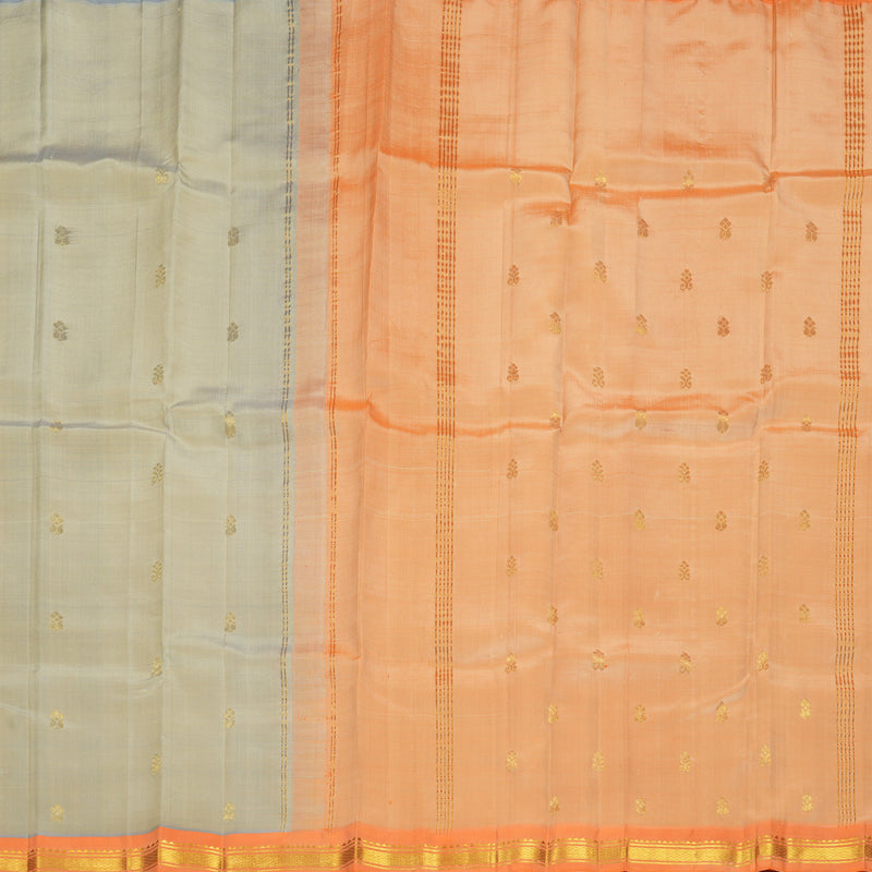 Hayagrivas Greige Pure One-sided border Kanjivaram Silk Saree KBF942I1-10